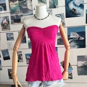 Body Central Strapless Sweetheart Babydoll Top in Hot Pink